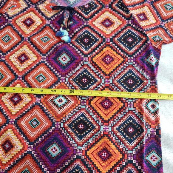 Tiger Lily vibrant Patchwork print Dress/Cover Up Resort Wear Boho Vacation - Picture 7 of 11